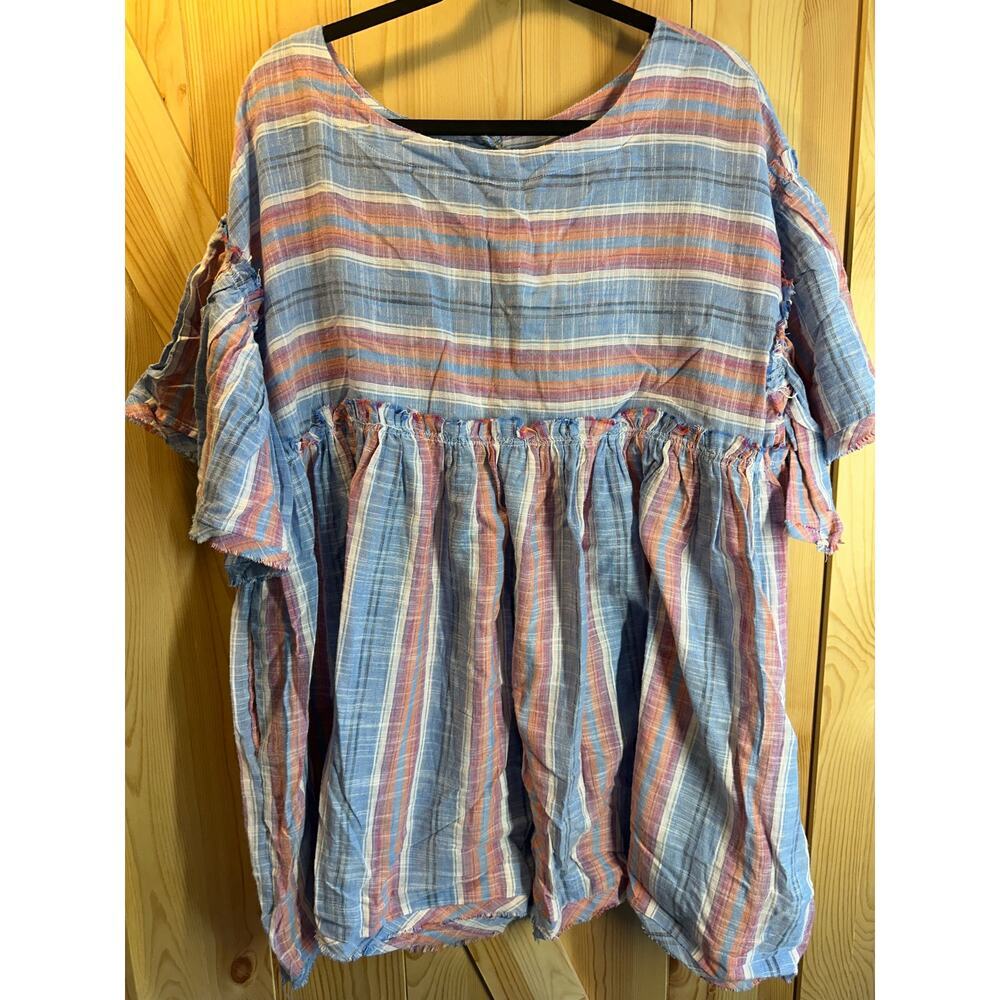 NWT Free People Blue Lagoon Summer Nights Striped Mini Dress - Size L